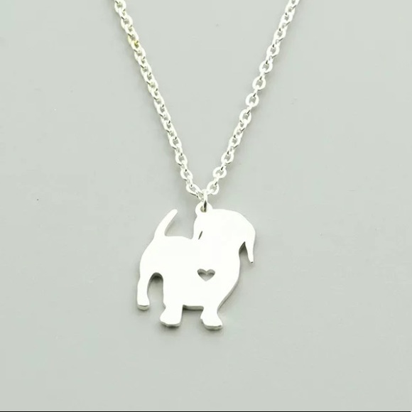 Dachshund Love Necklace Silver Dog Mom Mothers Day - Picture 2 of 5